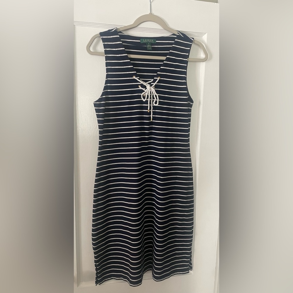 Ralph Lauren navy striped sleeveless dress